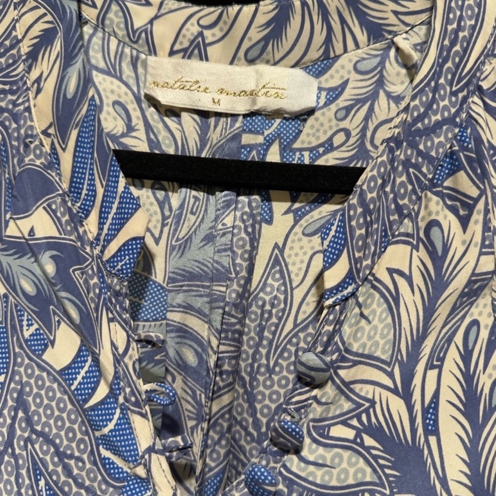 Natalie Martin Blue and Cream Patterned Silk Dress - Picture 6 of 6